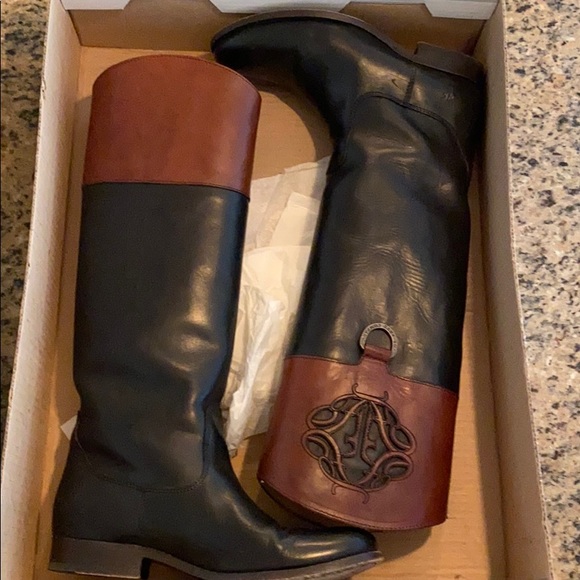 Frye Boots Melissa Logo Black/Brown - Picture 2 of 5